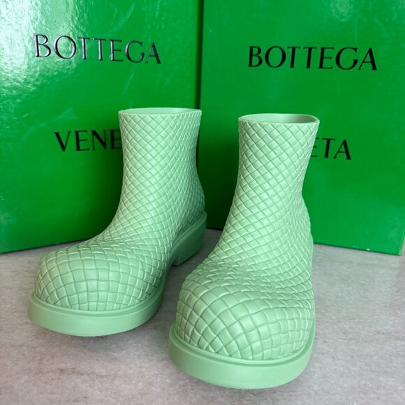 Bottega Veneta‎ 763725 Pistachio Green Men\'s Rubber Fireman Boots, 42 main image 5